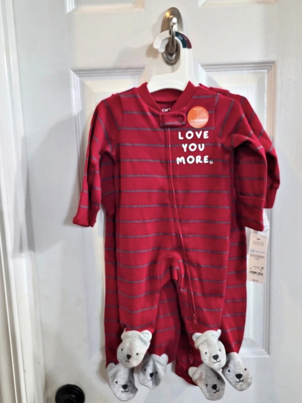 Lot Of 4 carter's Love You More footed sleeper Striped Footed Sleeper Baby NWT